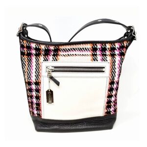 Coach 21146 Legacy Duffle Color-Block Wool & Leather Tote Shoulder Bag